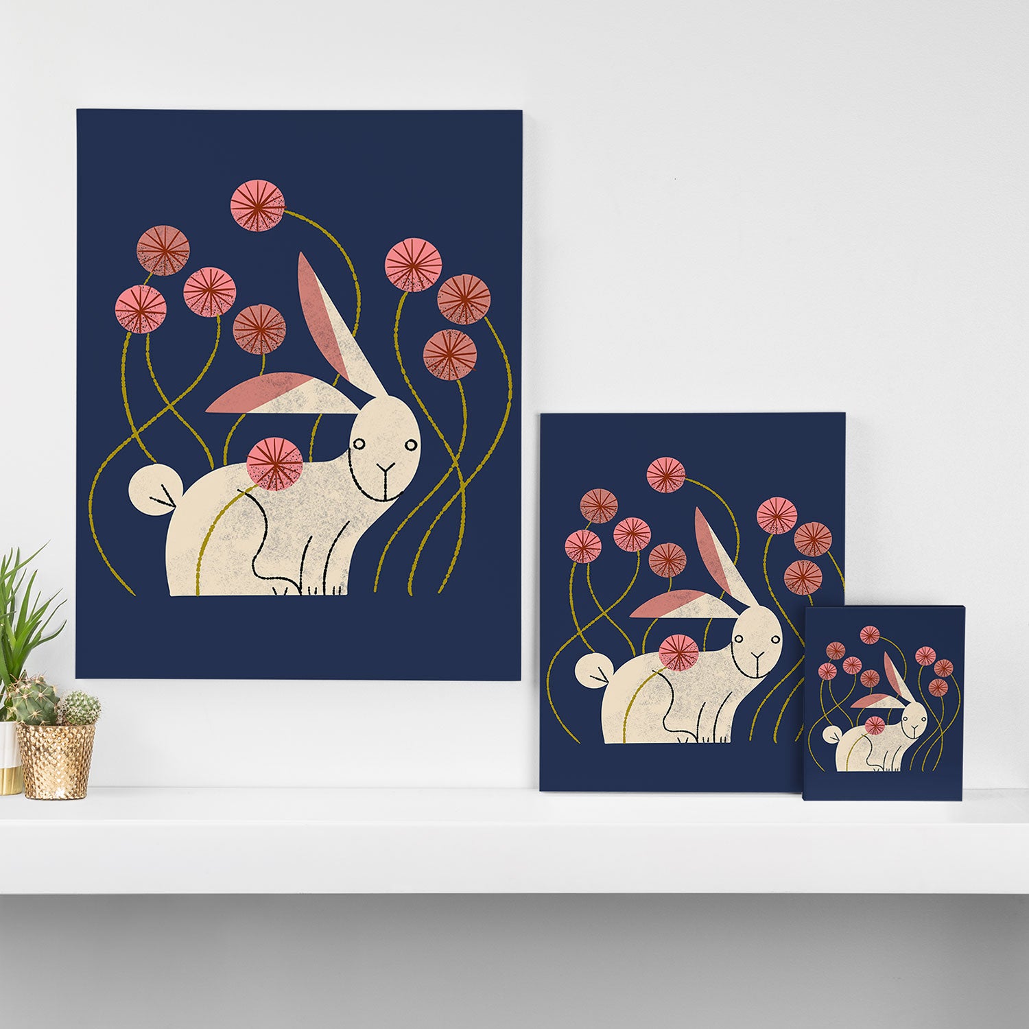 Rabbit And Wildflowers Canvas Print Gallery Image 3