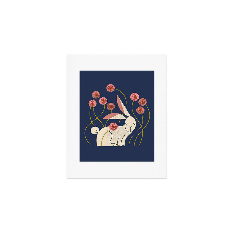Rabbit And Wildflowers Art Print Gallery Image 1