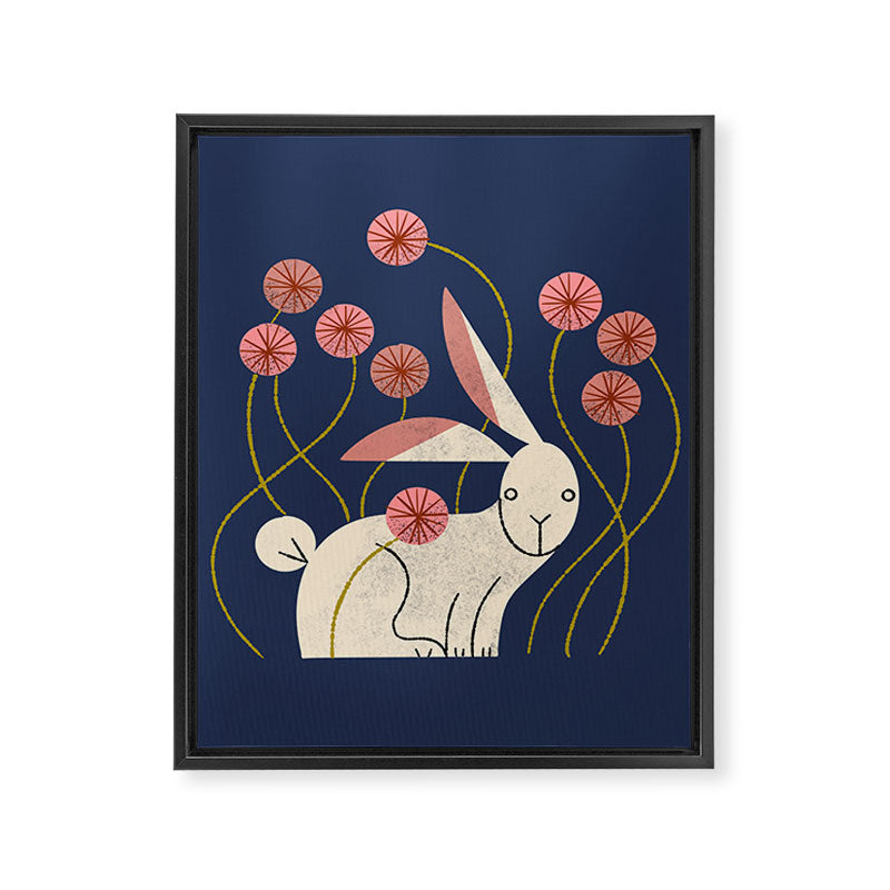 Rabbit And Wildflowers Framed Canvas Print Gallery Image 8
