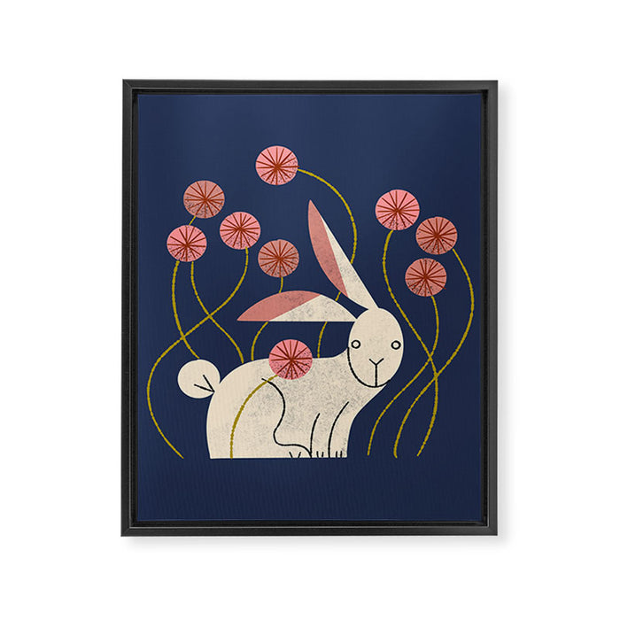 Rabbit And Wildflowers Framed Canvas Print Gallery Image 1