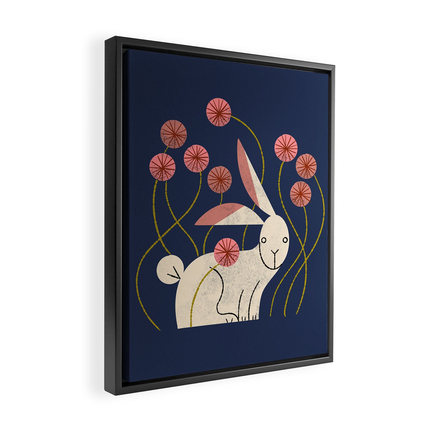 Rabbit And Wildflowers Framed Canvas Print Gallery Image 2