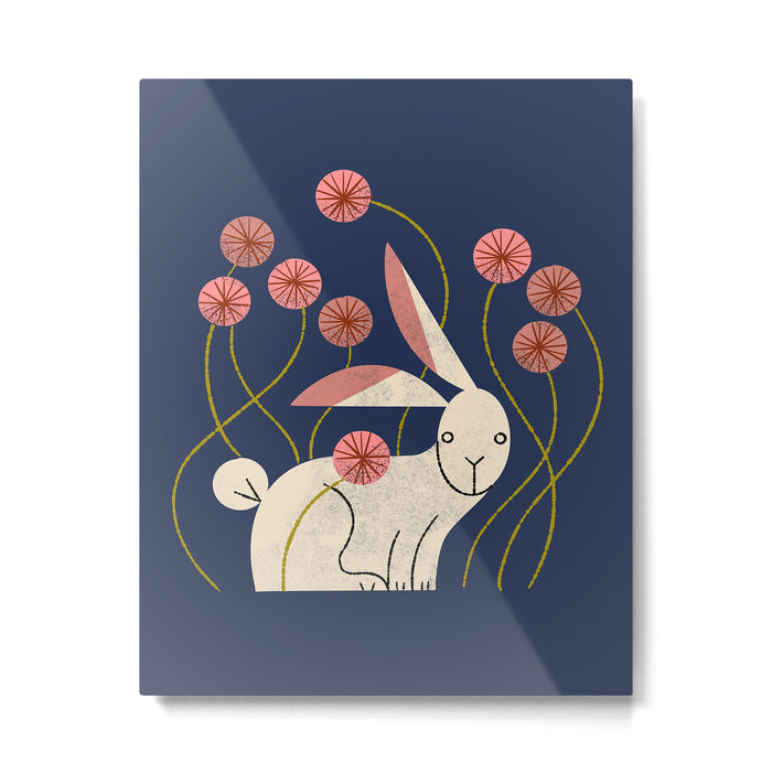 Rabbit And Wildflowers Metal Print Gallery Image 1