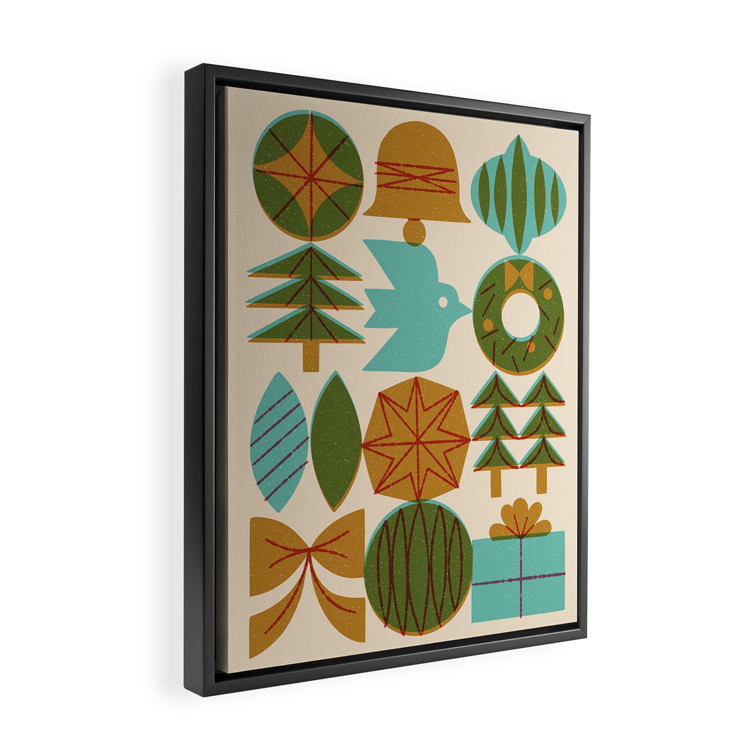 Retro Holiday Grid Framed Canvas Print Gallery Image 2