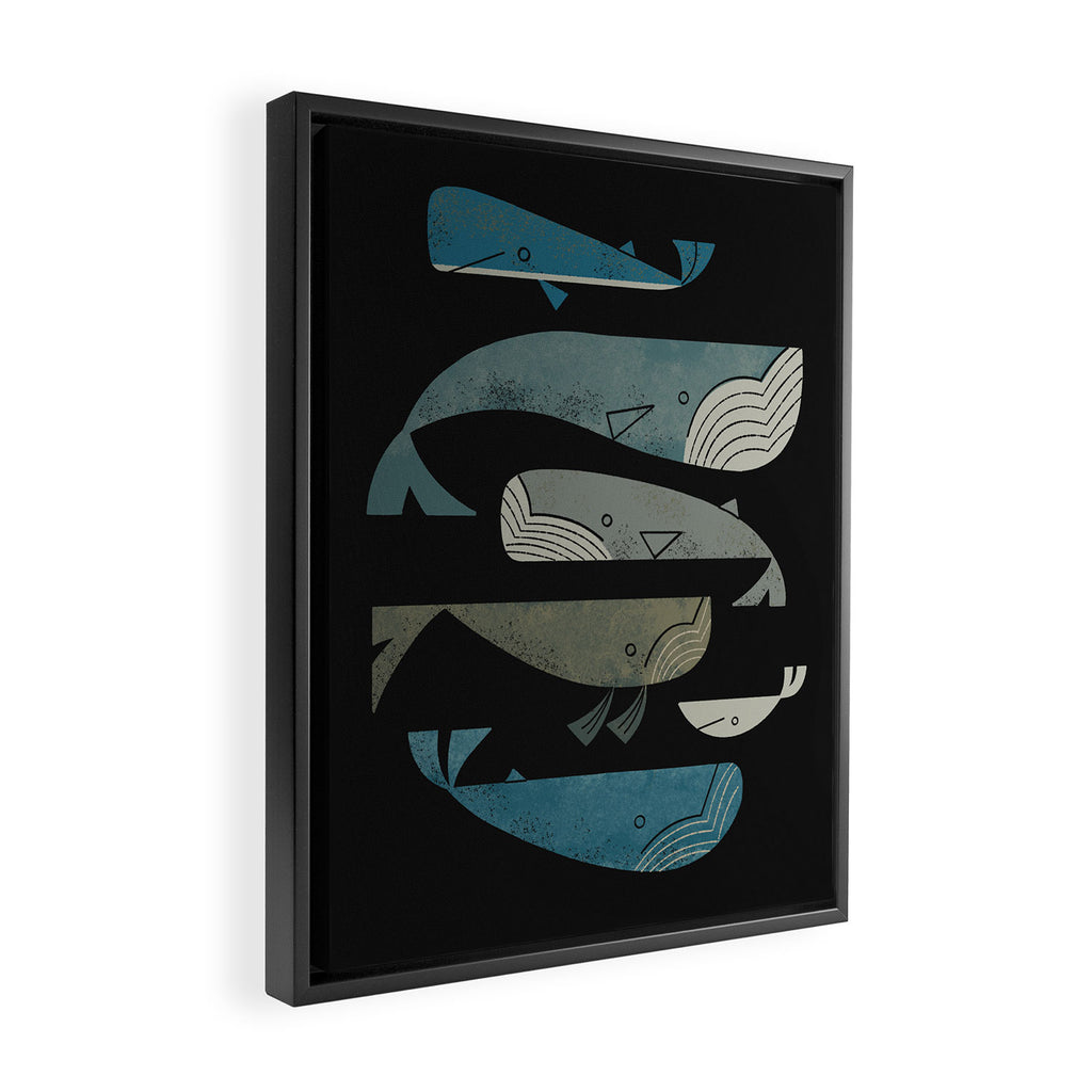 Retro Whale Pod Framed Canvas Print Gallery Image 2