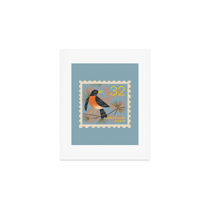 Robin Postage Stamp Art Print Gallery Image 1