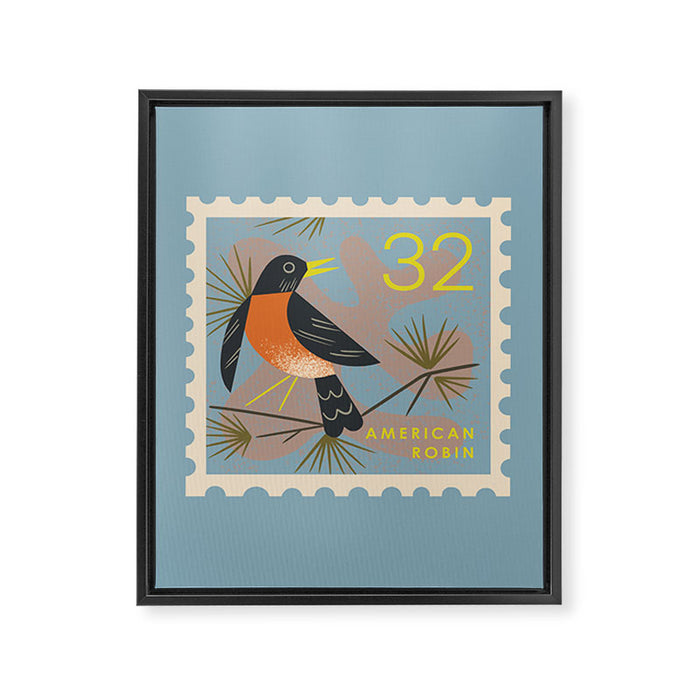 Robin Postage Stamp Framed Canvas Print Gallery Image 1