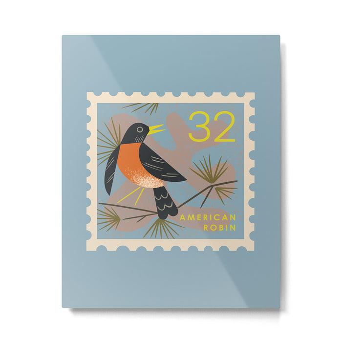Robin Postage Stamp Metal Print Gallery Image 1