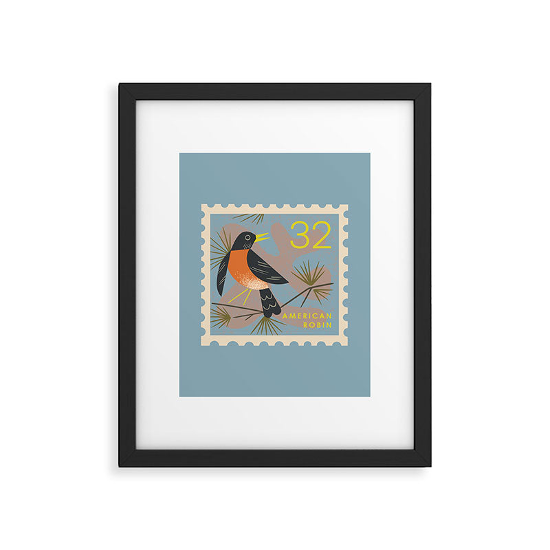 Robin Postage Stamp Framed Art Print Gallery Image 6
