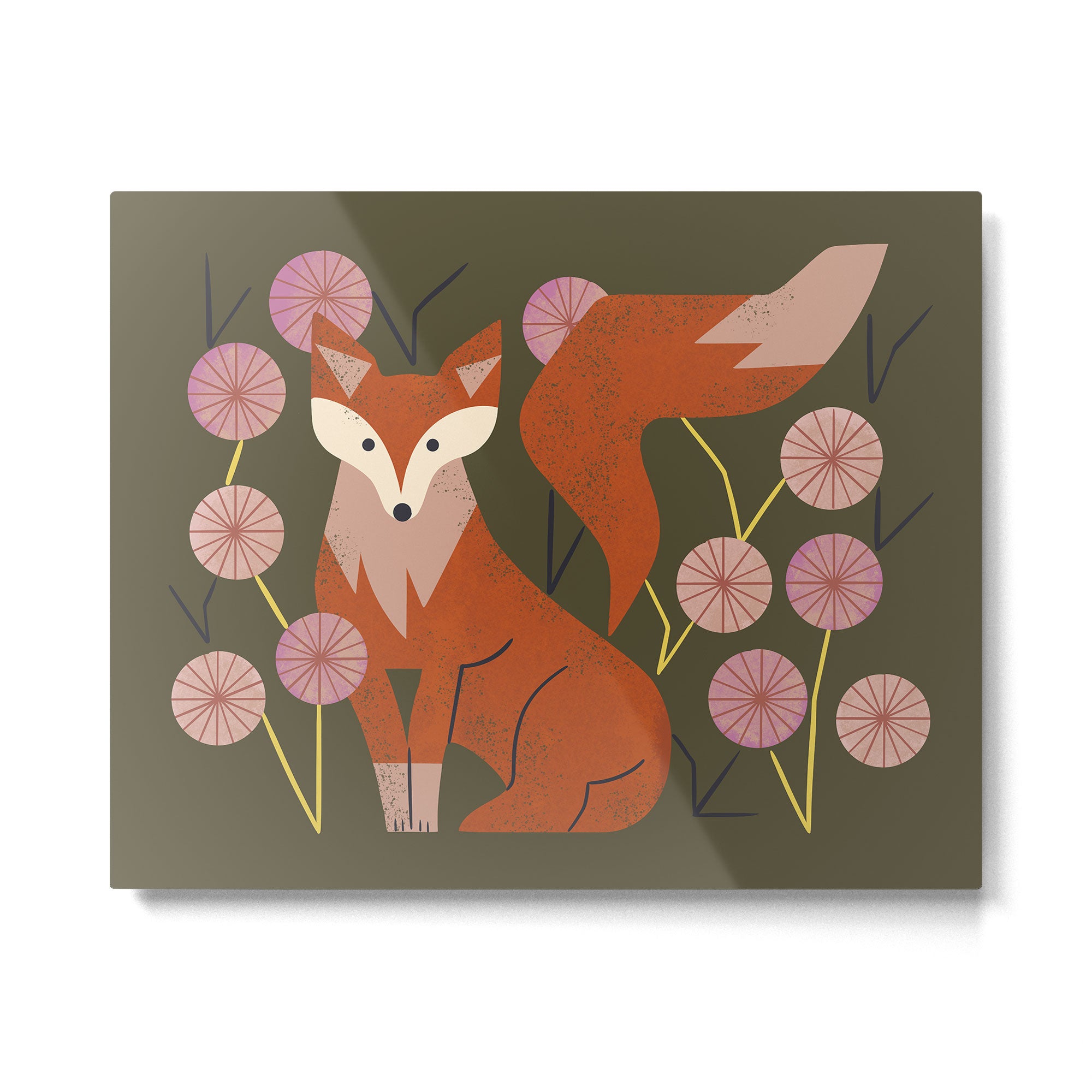 Shy Fox and Wildflowers Metal Print Gallery Image 6