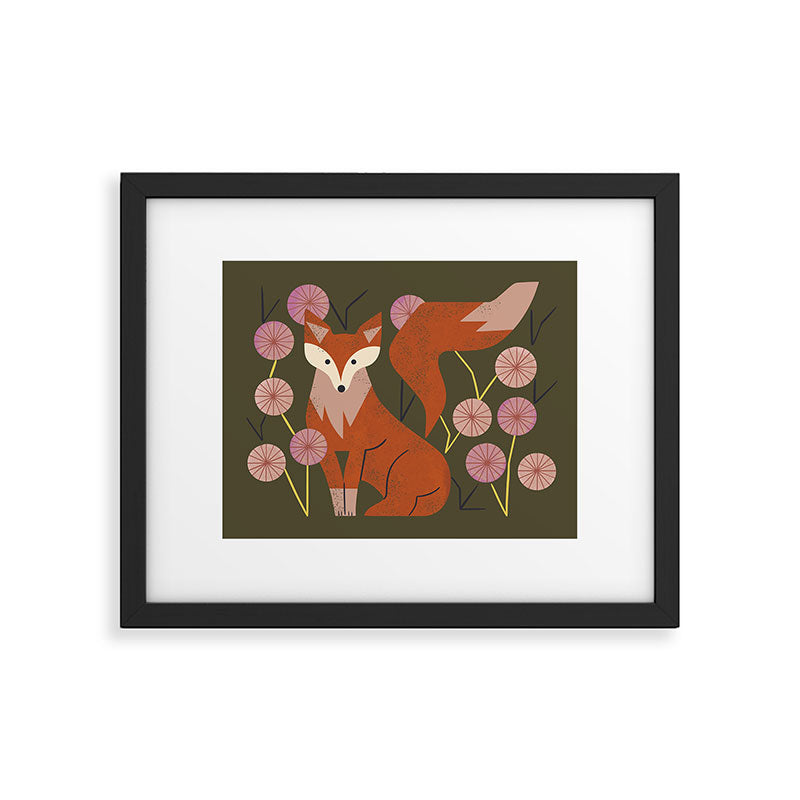 Shy Fox and Wildflowers Framed Art Print Gallery Image 6