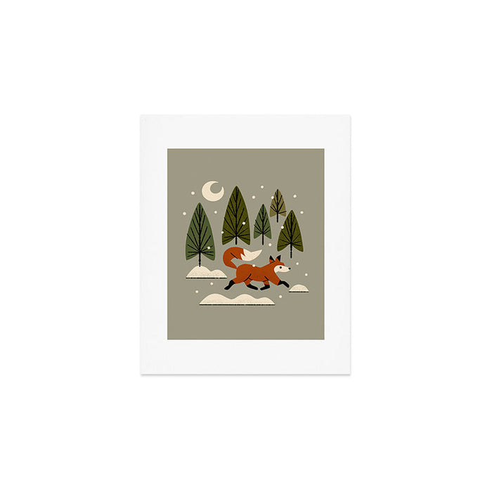Snowy Evening Fox Art Print Gallery Image 1