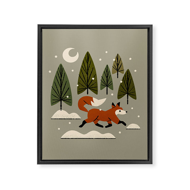 Snowy Evening Fox Framed Canvas Print Gallery Image 8