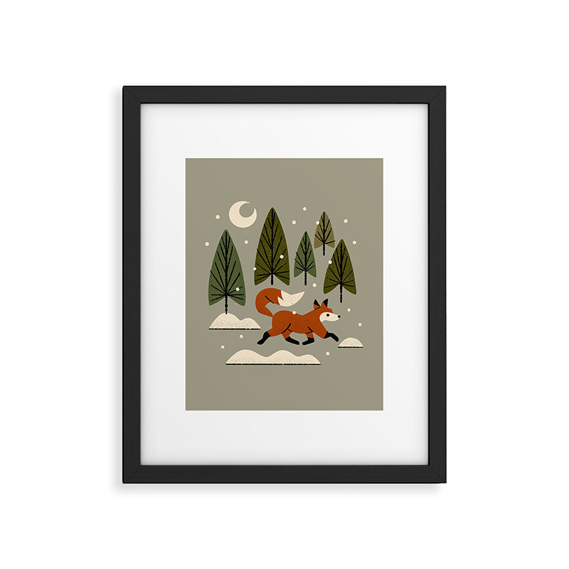 Snowy Evening Fox Framed Art Print Gallery Image 6