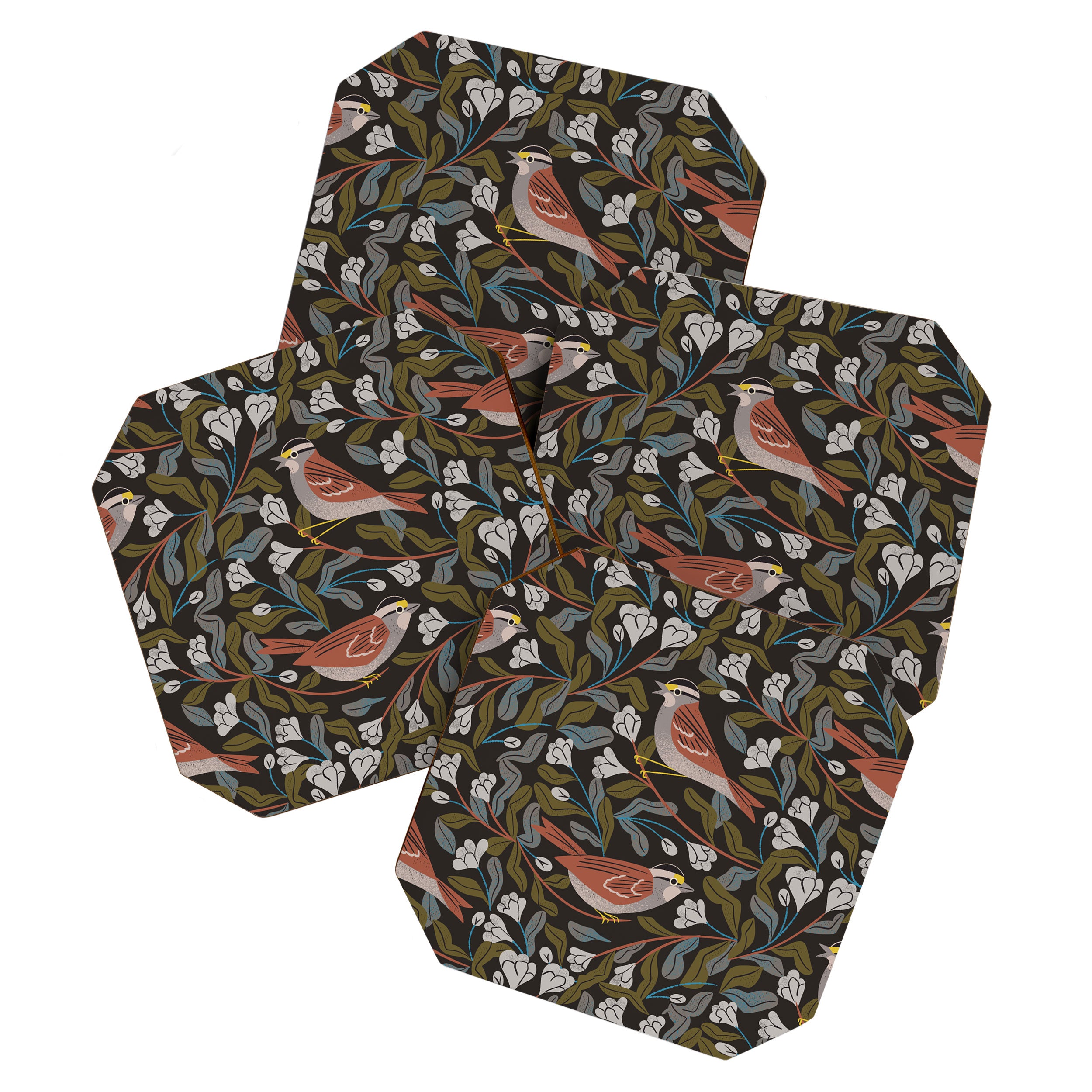 Sparrows And Apple Blossoms Coaster Gallery Image 1