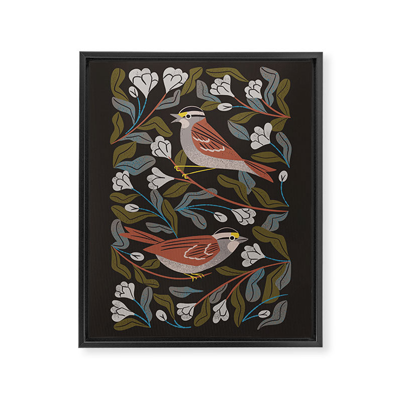 Sparrows And Apple Blossoms Framed Canvas Print Gallery Image 6