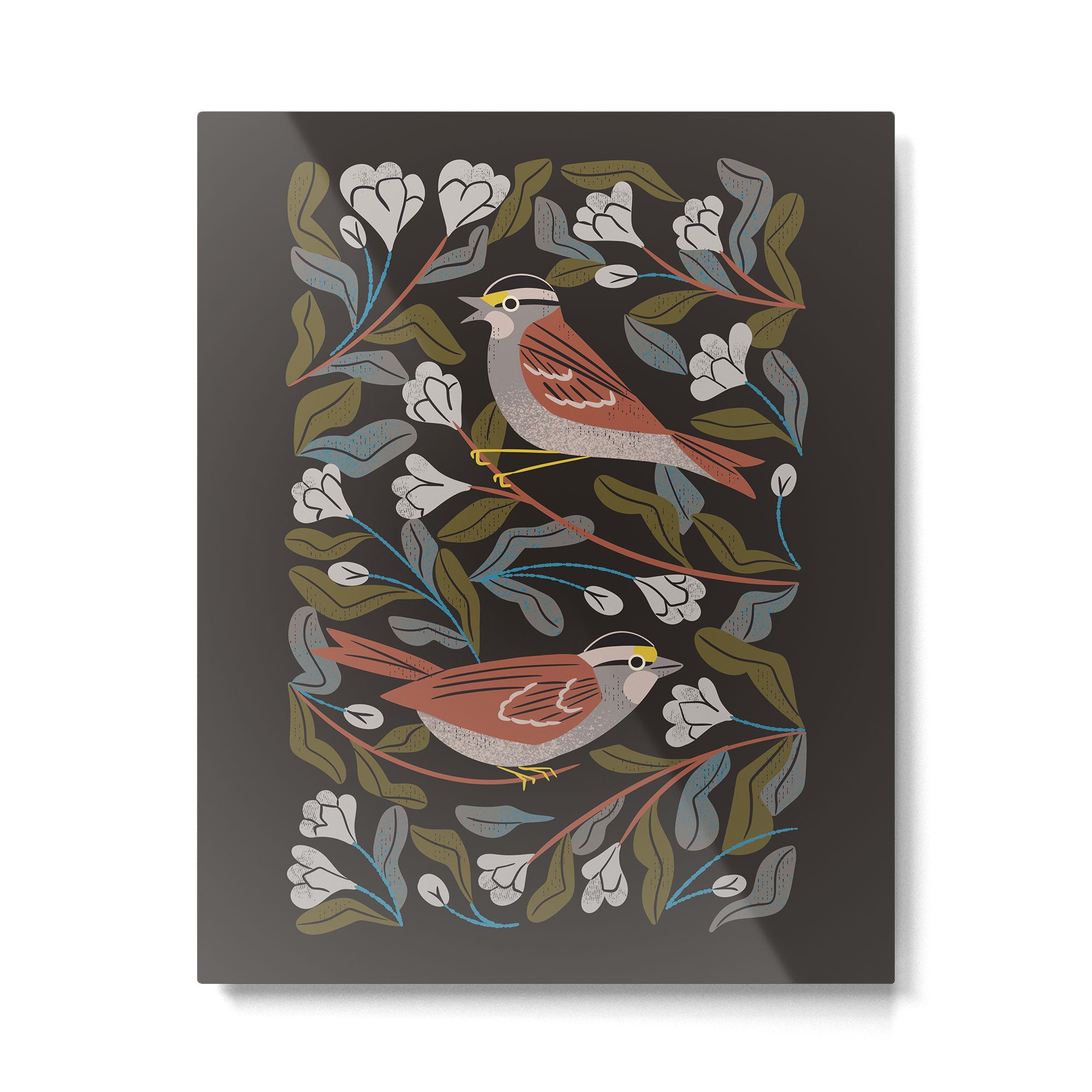 Sparrows And Apple Blossoms Metal Print Gallery Image 4