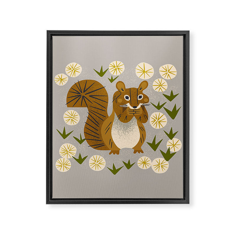 Squirrel and Dandelions Framed Canvas Print Gallery Image 8