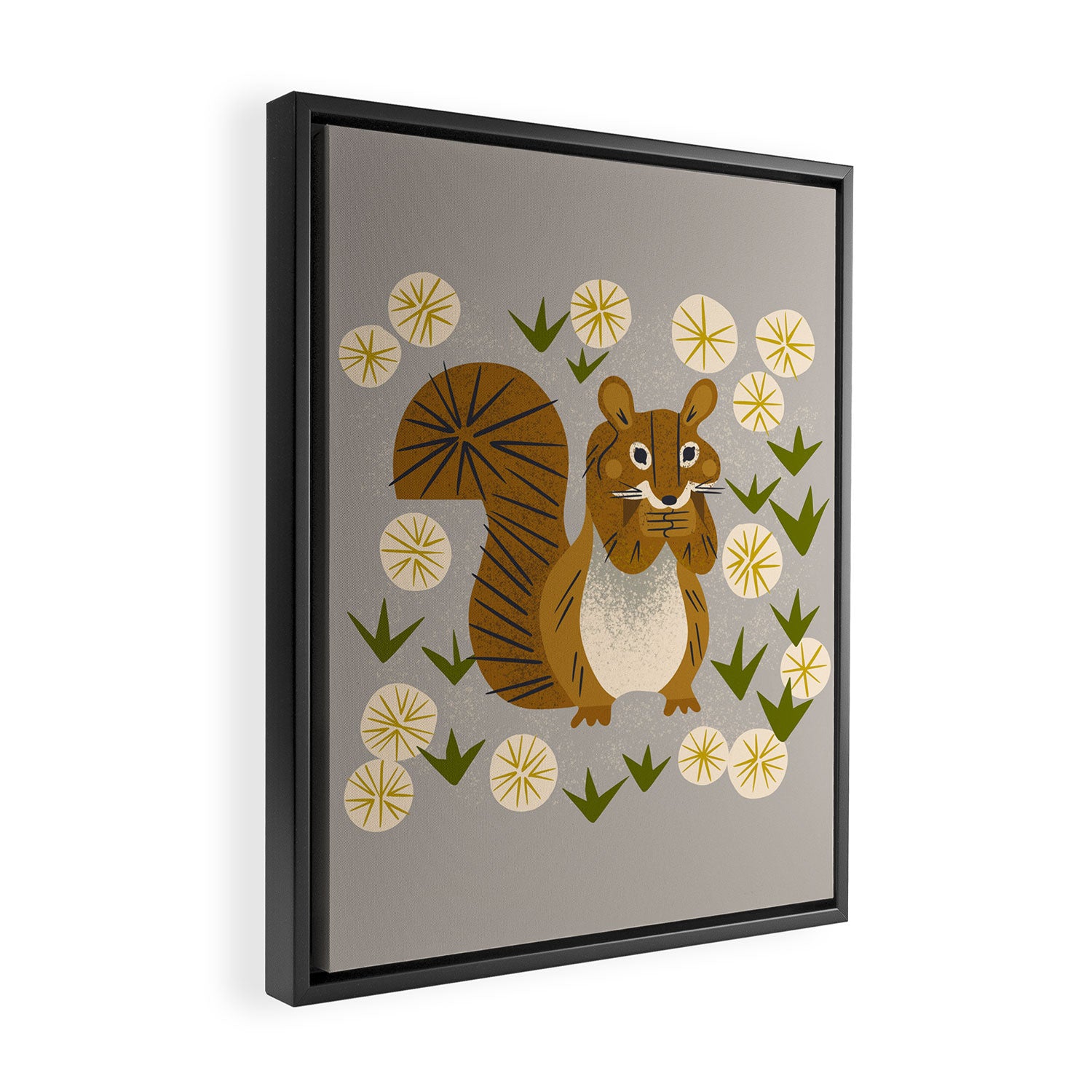 Squirrel and Dandelions Framed Canvas Print Gallery Image 2