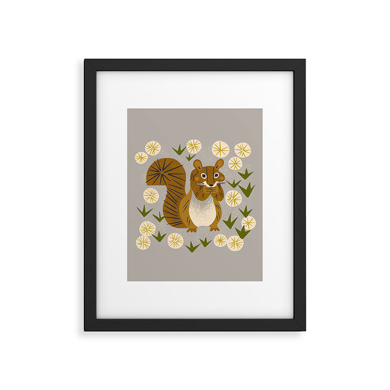 Squirrel and Dandelions Framed Art Print Gallery Image 6