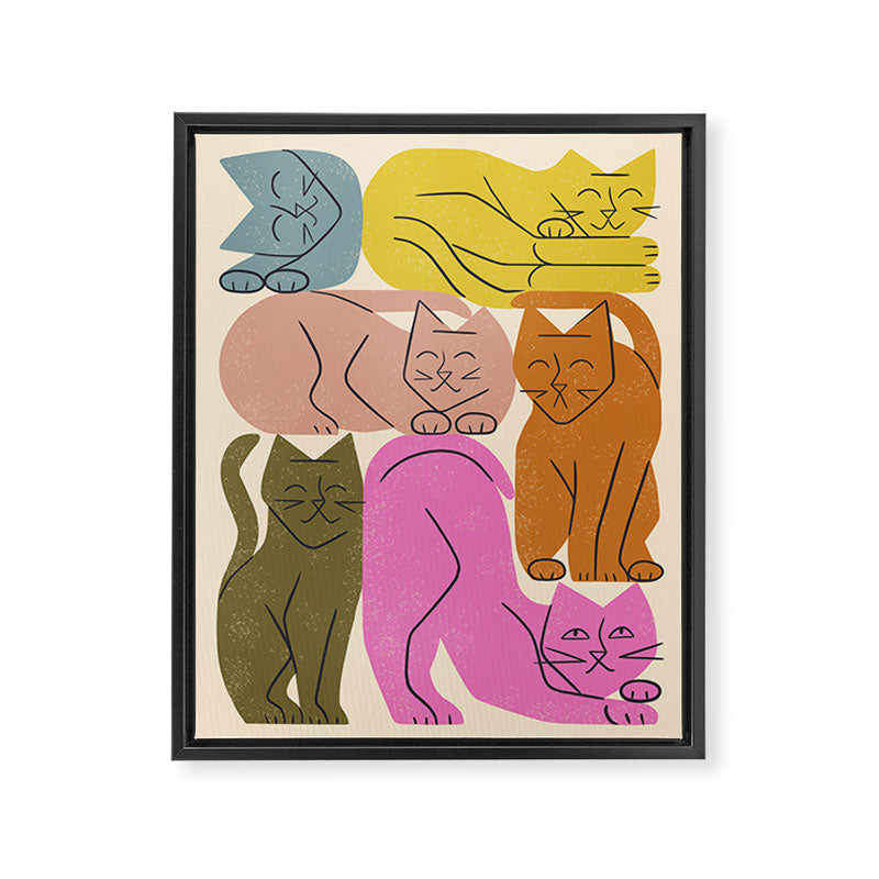 Stack of Cats No. 1 Framed Canvas Print Gallery Image 6