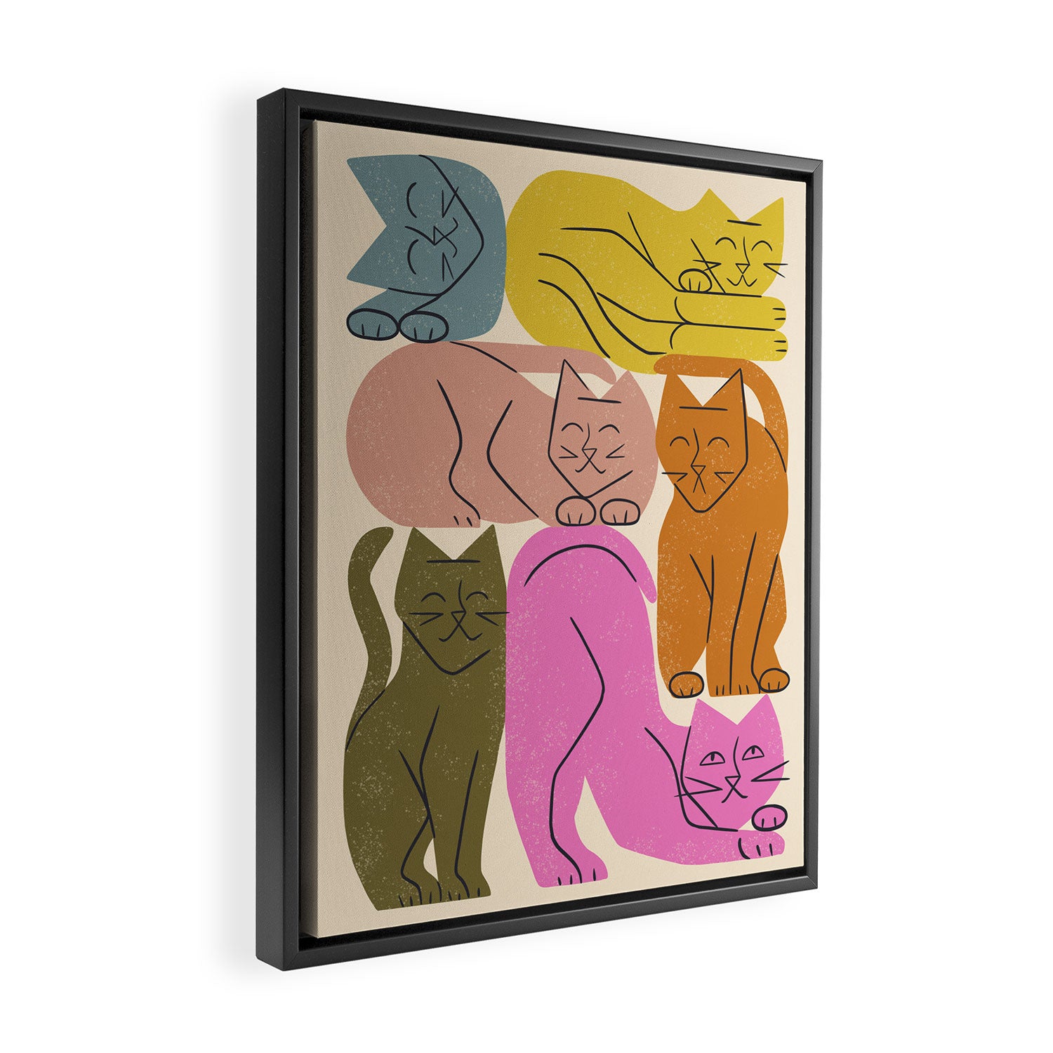 Stack of Cats No. 1 Framed Canvas Print Gallery Image 2