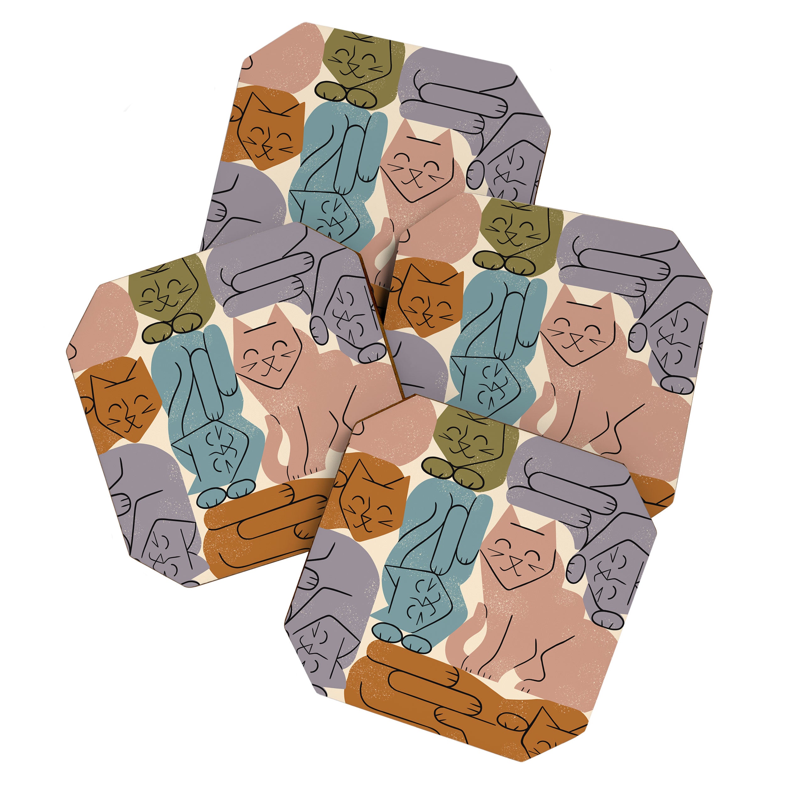Stack of Cats No. 3 Coaster Gallery Image 1