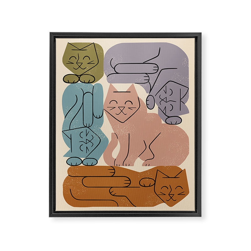 Stack of Cats No. 3 Framed Canvas Print Gallery Image 6