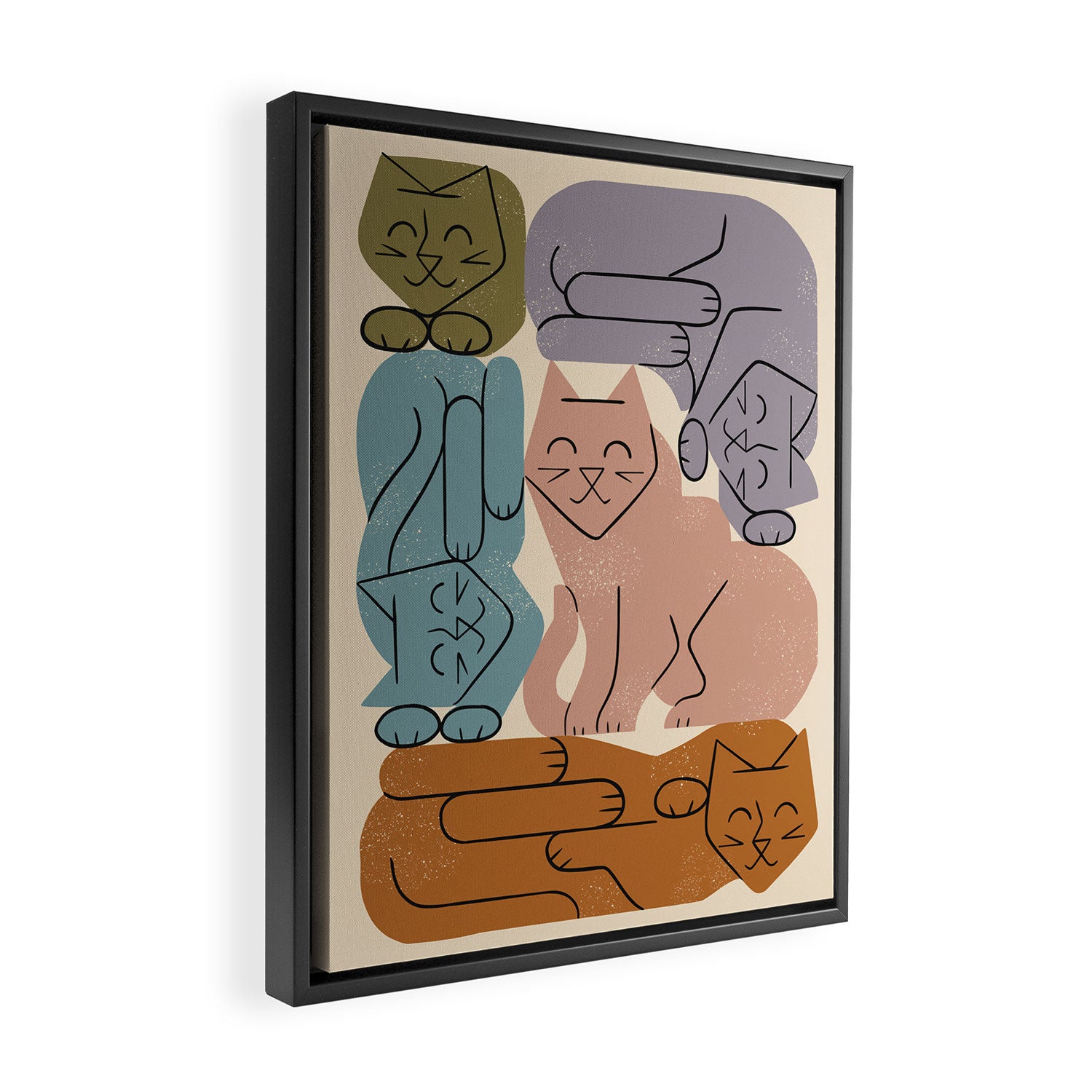 Stack of Cats No. 3 Framed Canvas Print Gallery Image 2