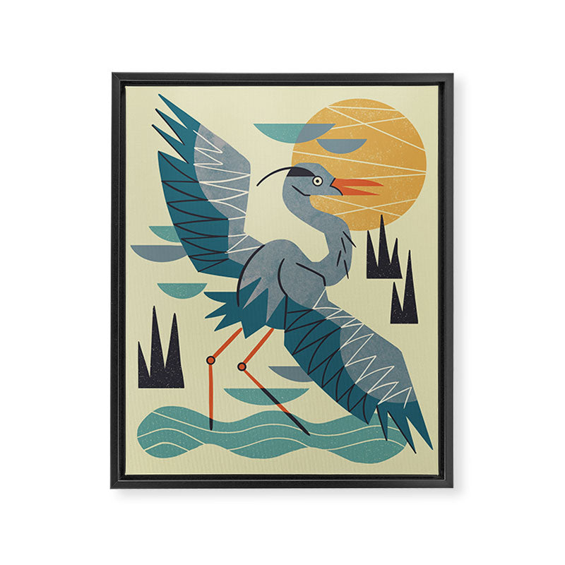 Stretching Heron Framed Canvas Print Gallery Image 6