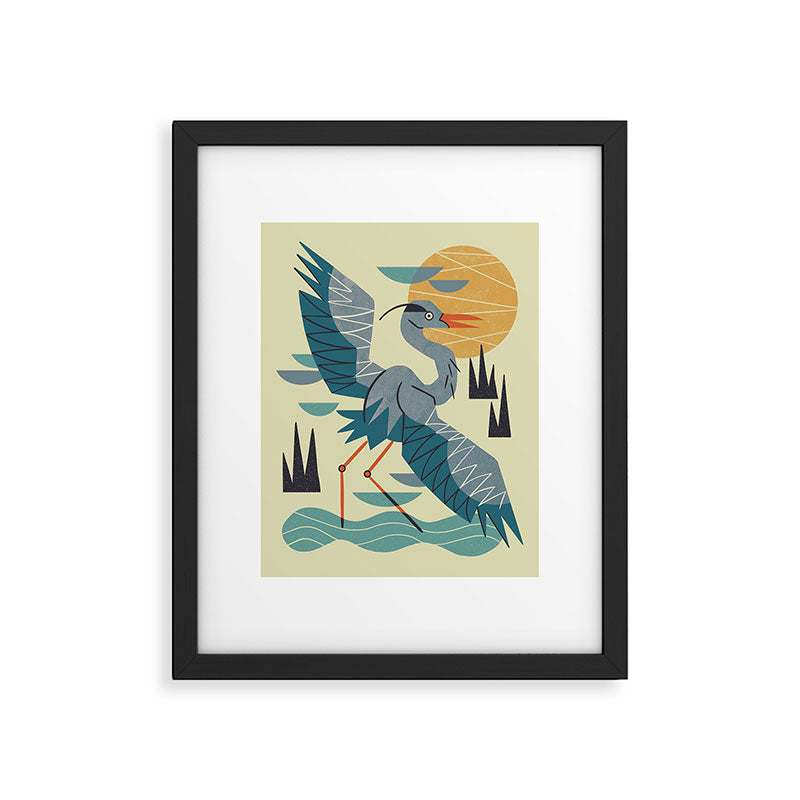 Stretching Heron Framed Art Print Gallery Image 5