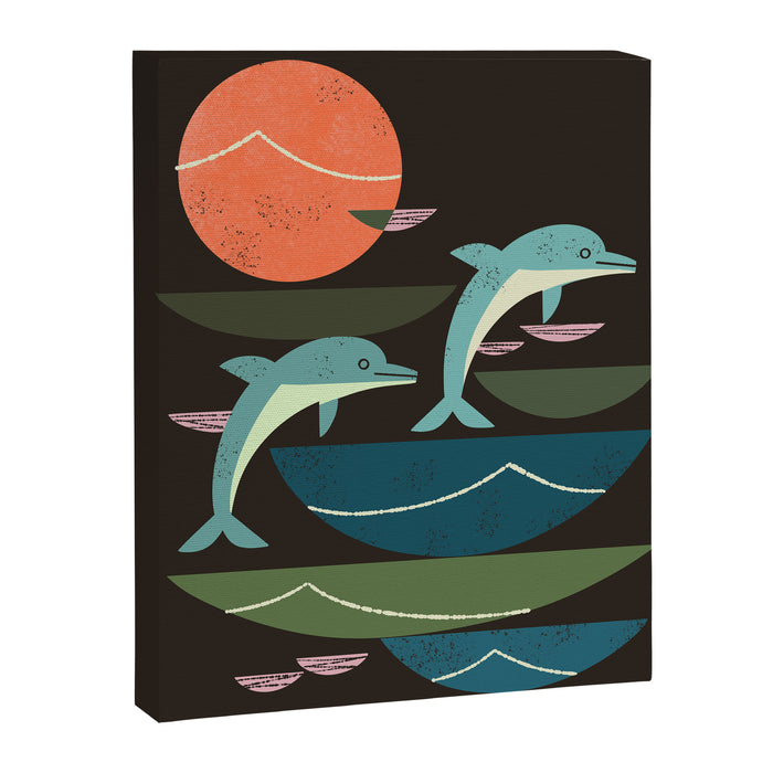 Sunset Dolphins Canvas Print Gallery Image 1