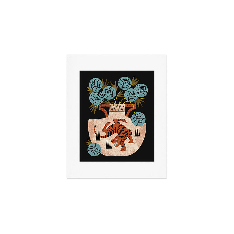 Tiger Vase Bouquet Art Print Gallery Image 1
