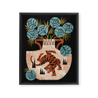 Tiger Vase Bouquet Framed Canvas Print Gallery Image 6