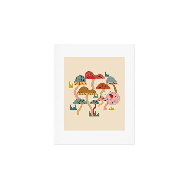 Toadstools and Ladybug Art Print Gallery Image 1