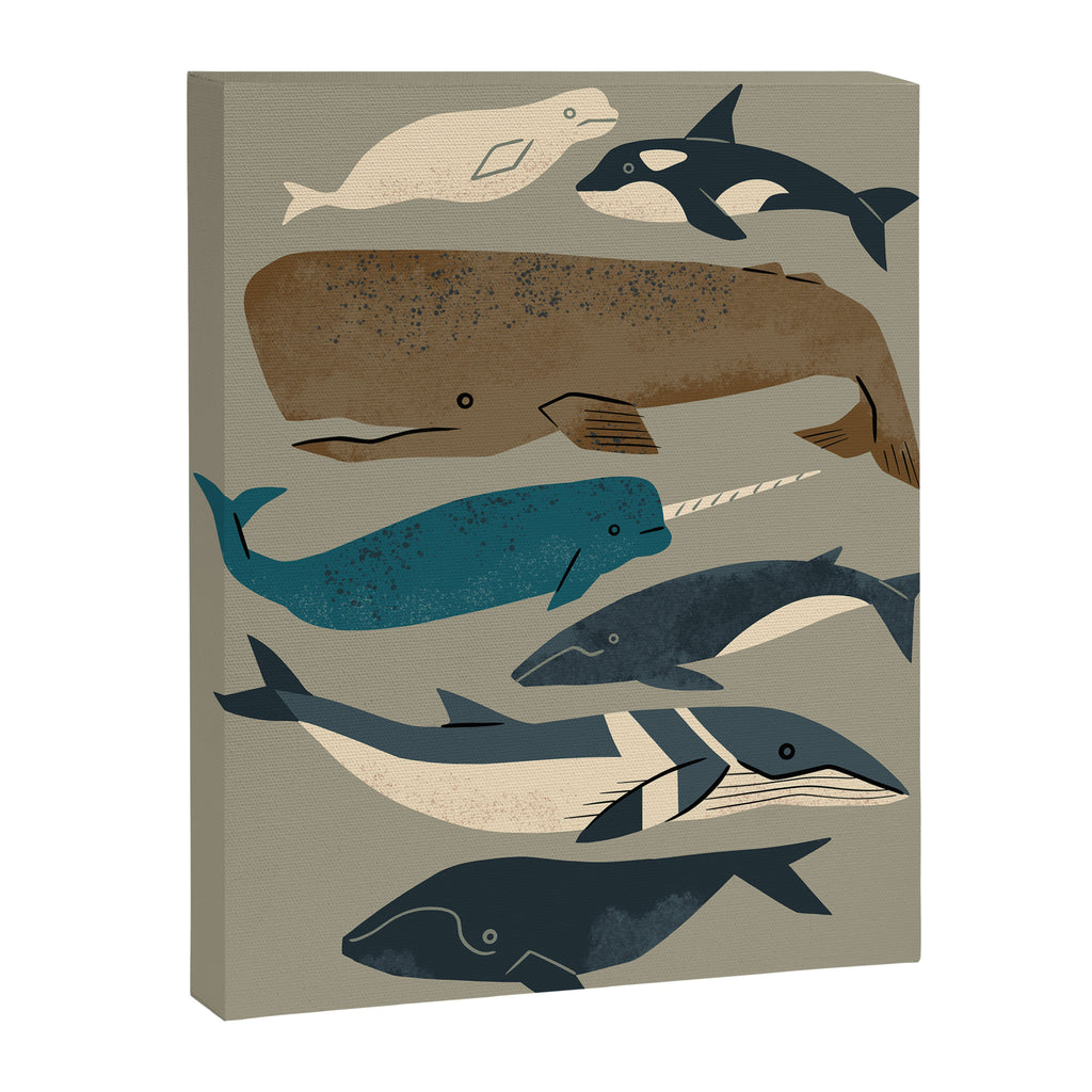Whales Ahoy (Gray) Canvas Print Gallery Image 6