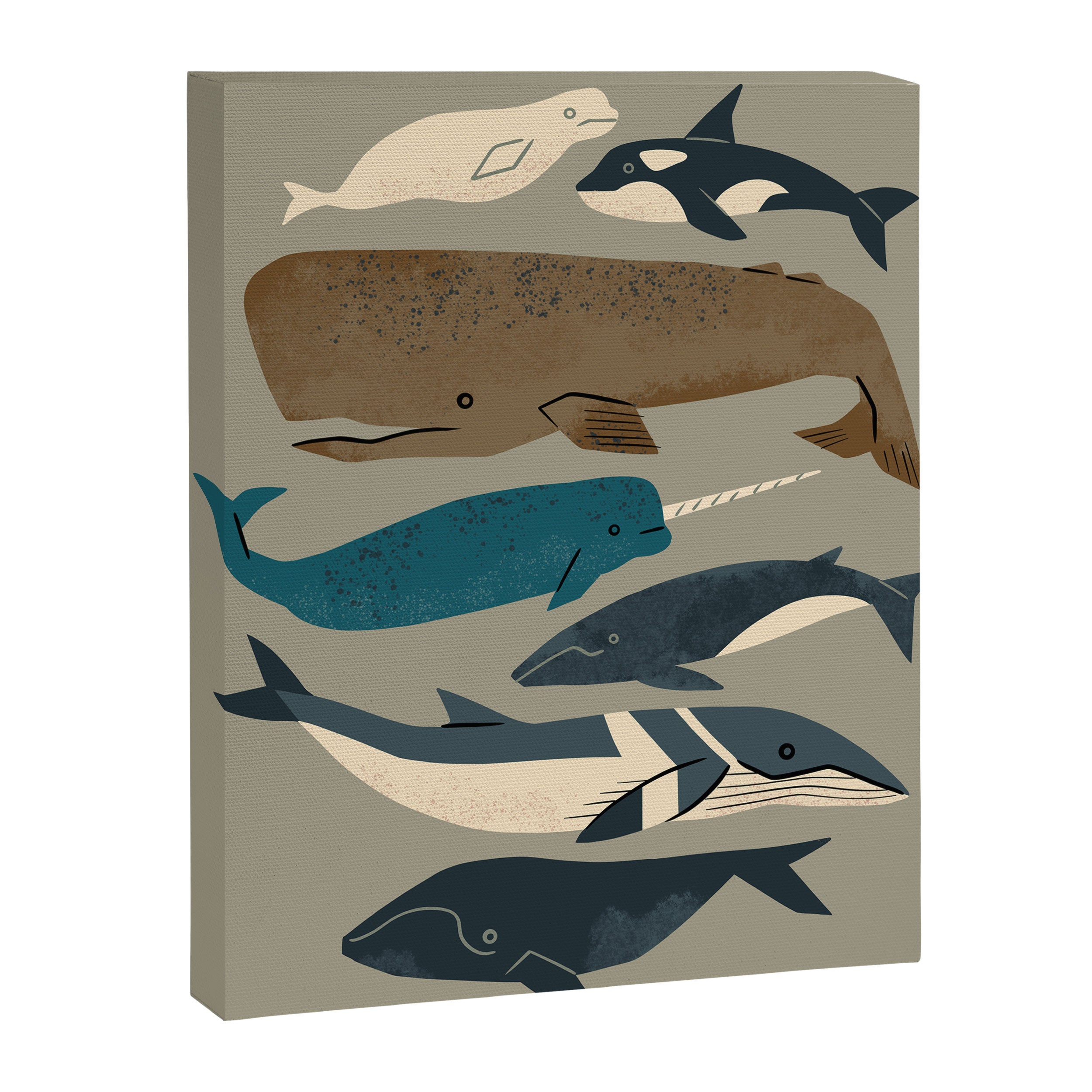 Whales Ahoy (Gray) Canvas Print Gallery Image 6