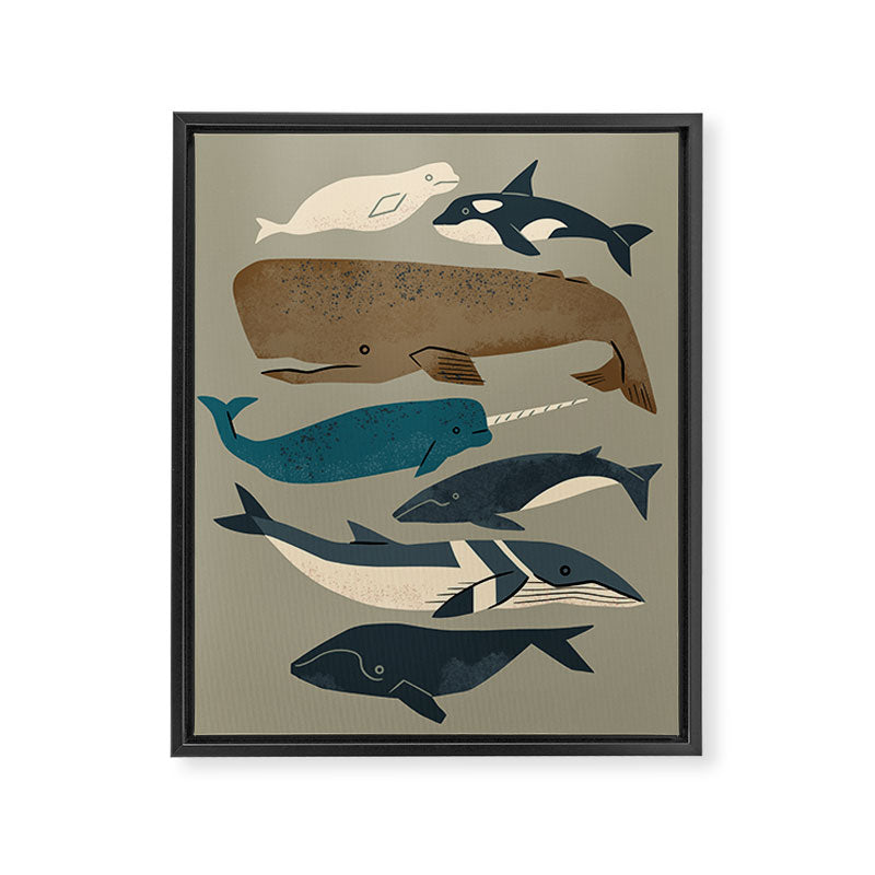 Whales Ahoy (Gray) Framed Canvas Print Gallery Image 6