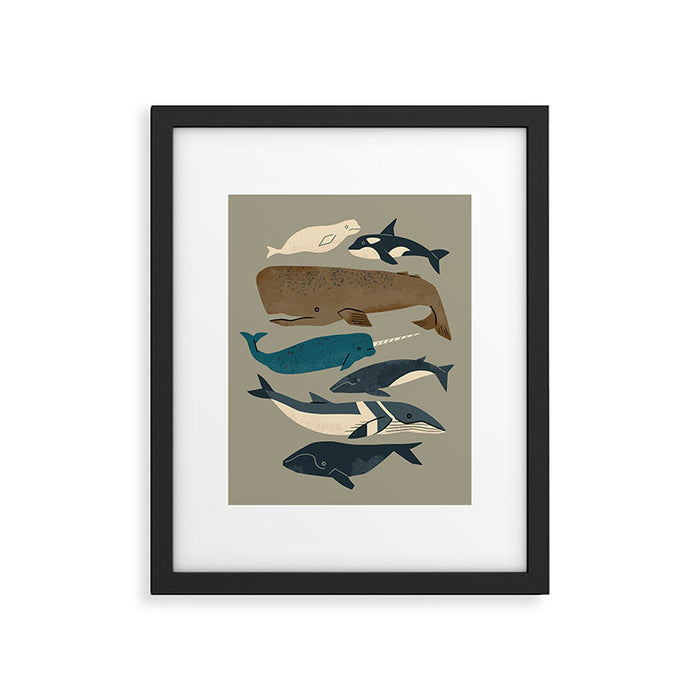 Whales Ahoy (Gray) Framed Art Print Gallery Image 1
