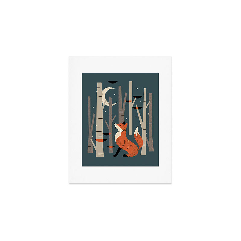 Winter Forest Fox Art Print Gallery Image 1