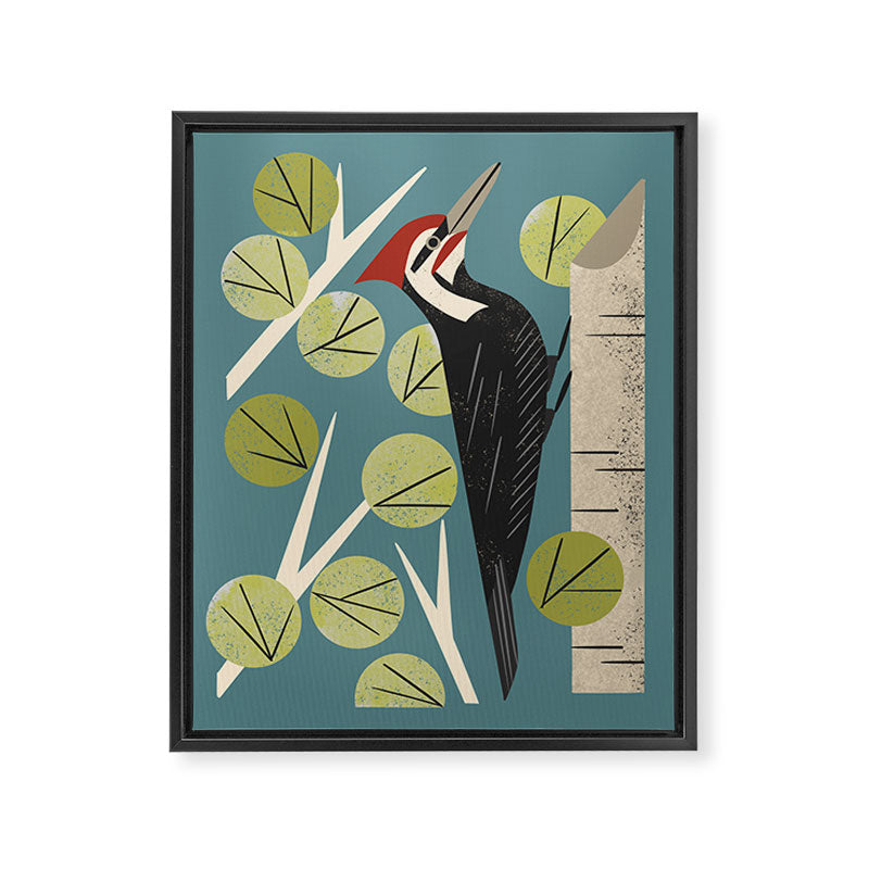 Woodpecker in Aspen Tree Framed Canvas Print Gallery Image 6