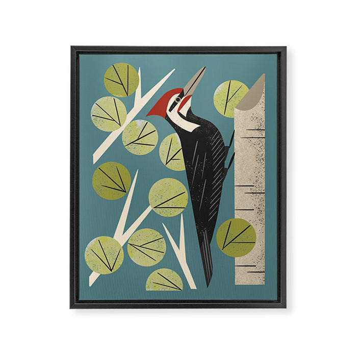 Woodpecker in Aspen Tree Framed Canvas Print Gallery Image 1