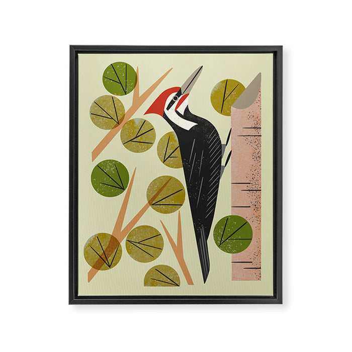 Woodpecker In Aspen Tree Framed Canvas Print Gallery Image 1