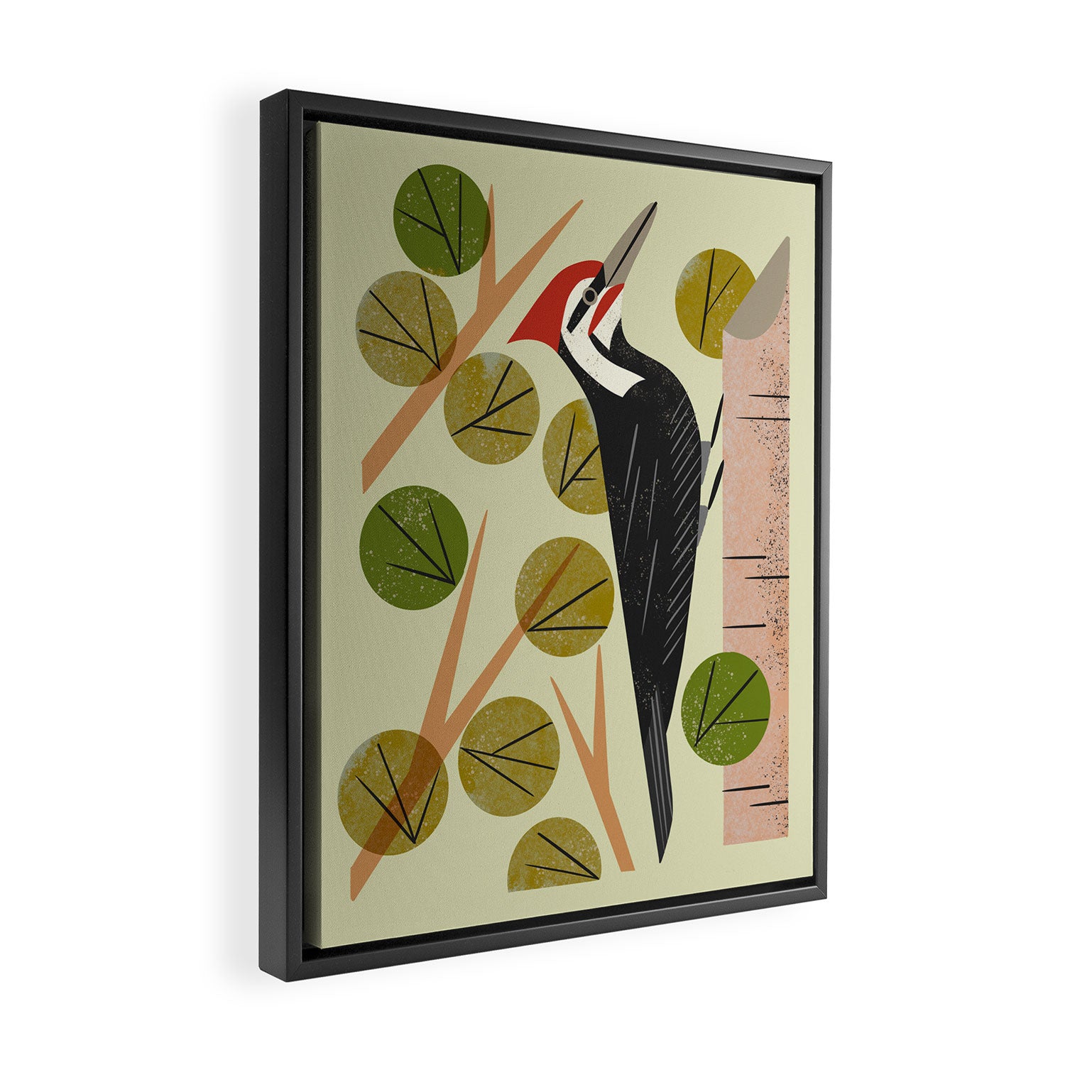 Woodpecker In Aspen Tree Framed Canvas Print Gallery Image 2