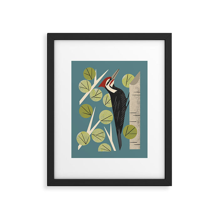 Woodpecker in Aspen Tree Framed Art Print Gallery Image 1