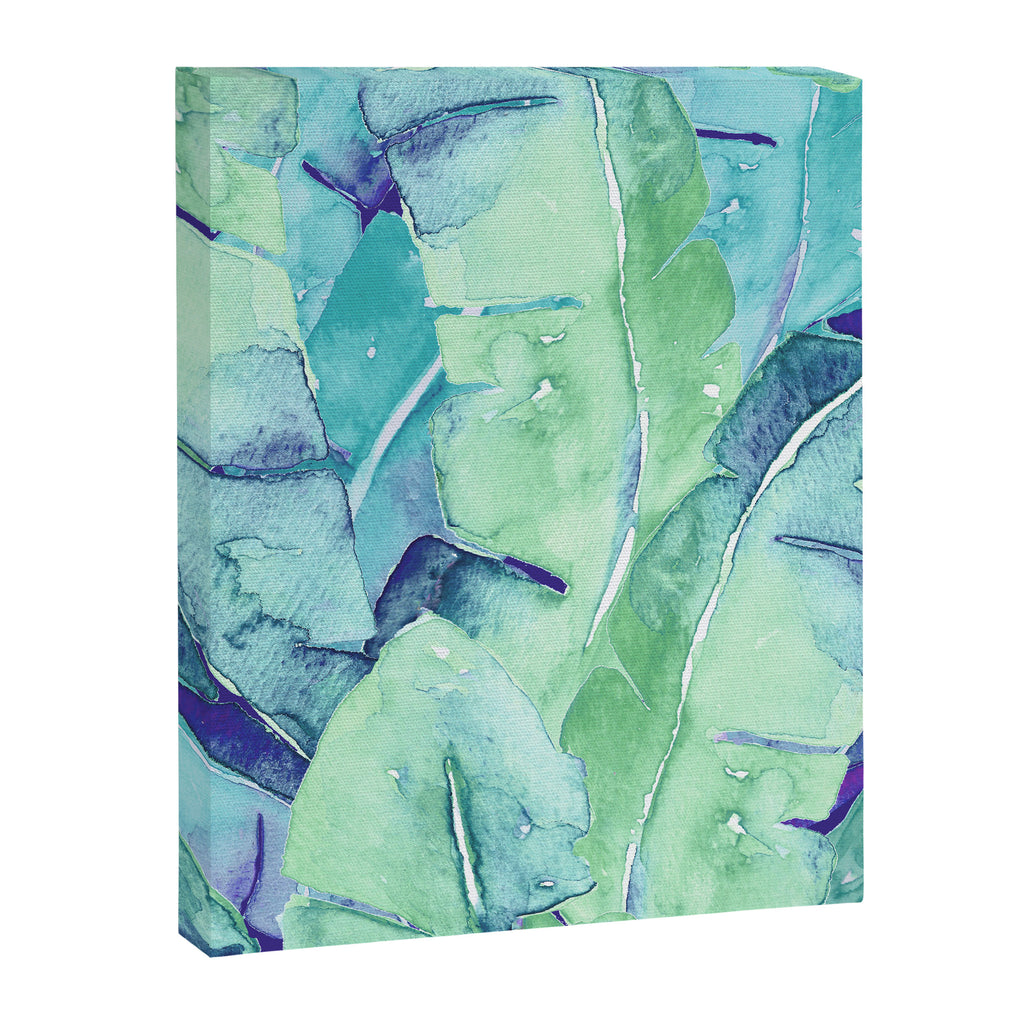 Banana Tree Leaves | Tropical  BLUE Watercolor Canvas Print Gallery Image 8