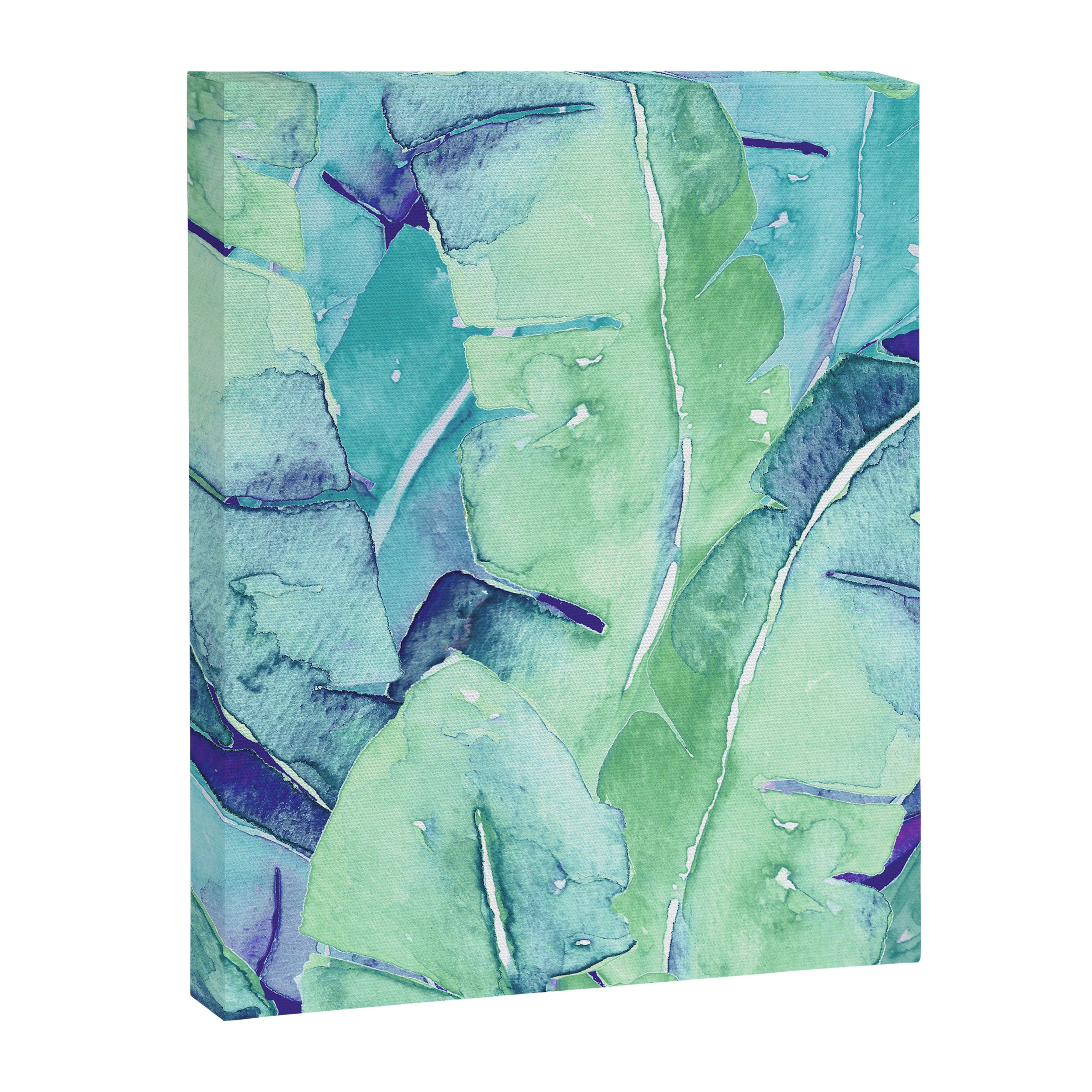 Banana Tree Leaves | Tropical  BLUE Watercolor Canvas Print Gallery Image 8