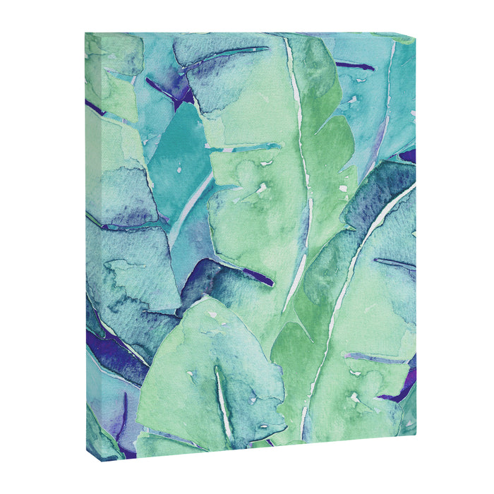 Banana Tree Leaves | Tropical  BLUE Watercolor Canvas Print Gallery Image 1