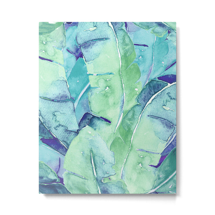 Banana Tree Leaves | Tropical  BLUE Watercolor Metal Print Gallery Image 1