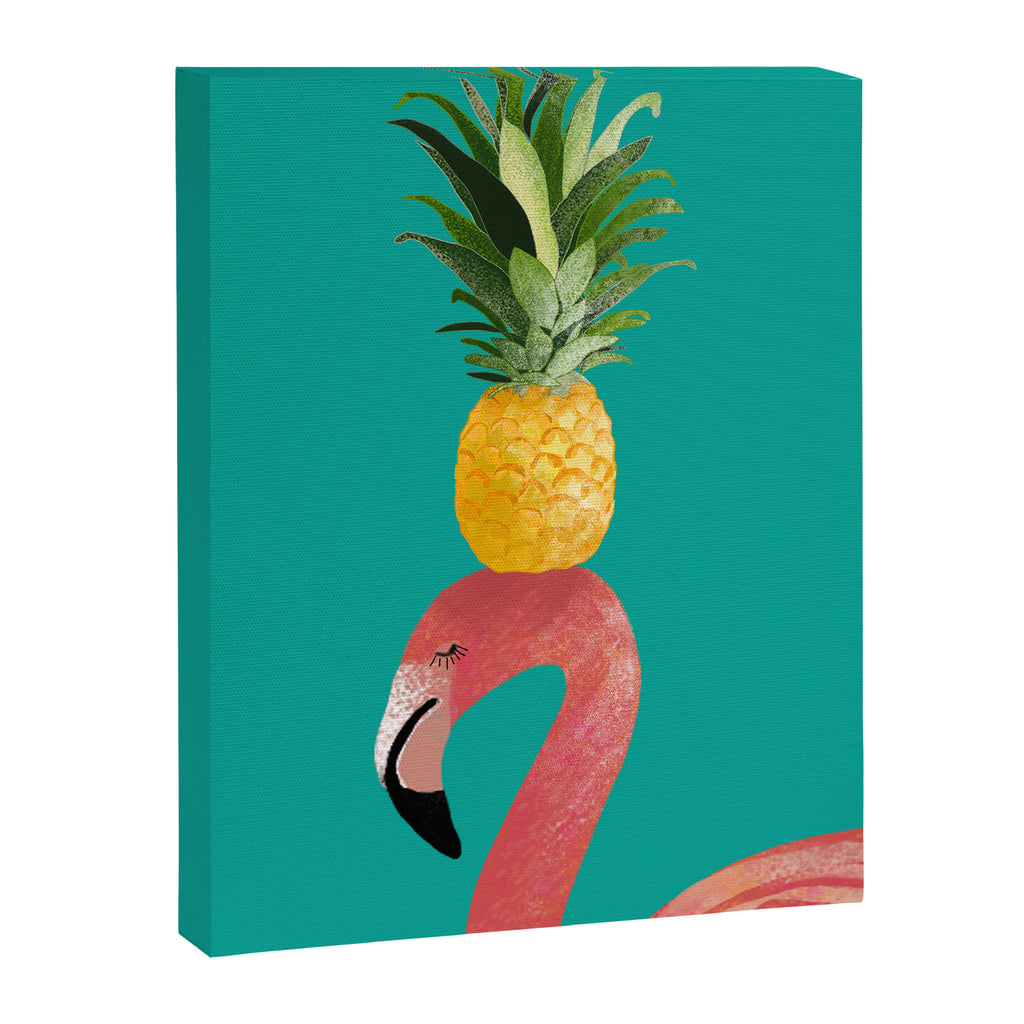 Flamingo Vibes |Tropical Pink Bird Pineapple on Head| Renee Davis Canvas Print Gallery Image 8