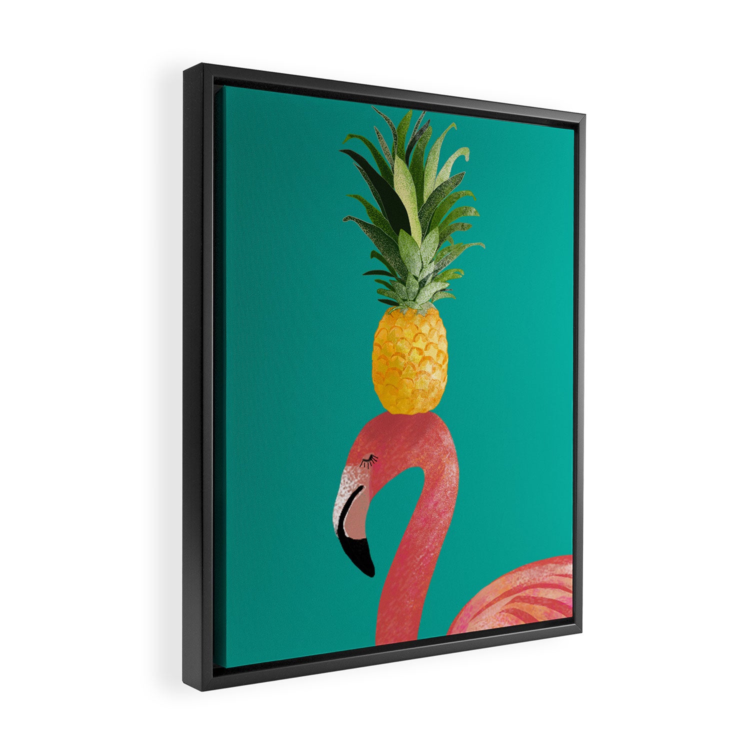 Flamingo Vibes |Tropical Pink Bird Pineapple on Head| Renee Davis Framed Canvas Print Gallery Image 2